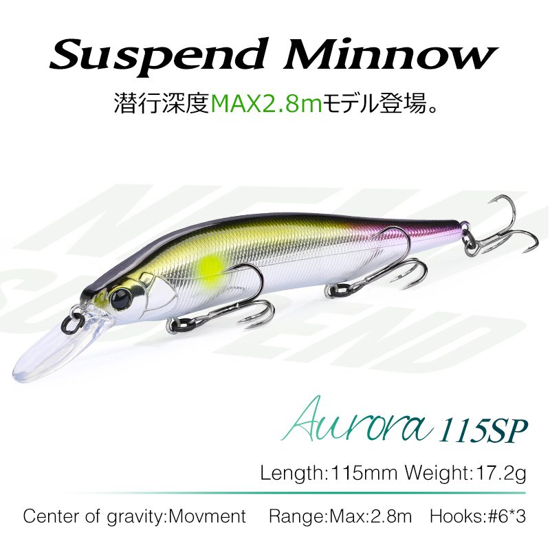 TSURINOYA 115mm 17.2g Suspendi - Fishing Lure Jerkbait ulasan dan harga